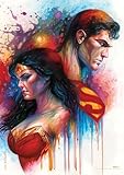 MIGHTYPRINT DC Comics – Wonder Woman and Superman – The Brave by Monte Moore– Durable 17” x 24 Wall Art – NOT Made of Paper – Officially Licensed Collectible