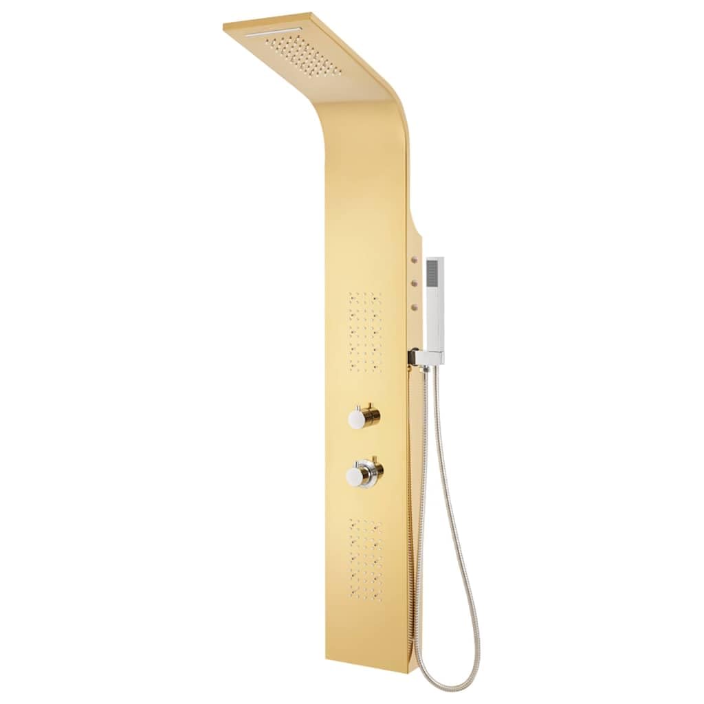 Pannello doccia in acciaio inox 201 oro, curvo, termostato