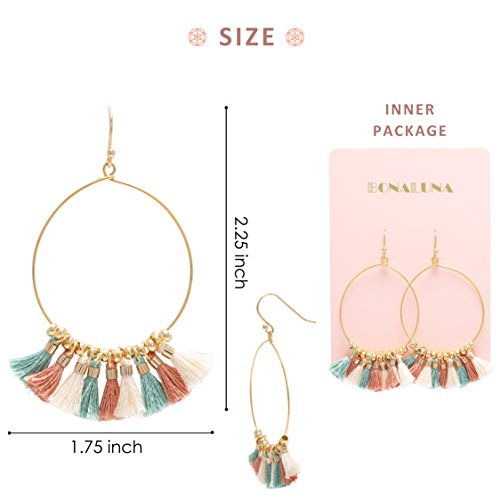 Bohemian Handmade Multi Color Tassel With Yellow Gold Plated Dangle Drop Statement Earrings #TOP3