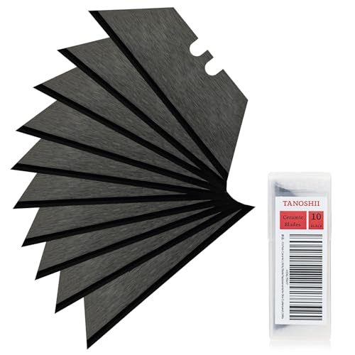 Zirconia Ceramic Blades 10-Pack Replacement Utility Blades for Utility Knives Box Cutter Keep Sharp Longer Black
