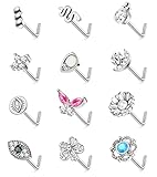💎[Material superior]: estas joyas para piercing de nariz están hechas de acero quirúrgico 316L, muy bien pulidas, son cómodas de usar sin bordes afilados. Sin óxido ni material tóxico son el rendimiento central del material perfecto. Todos los aretes de nariz en forma de L están pavimentados con AAA Cubic Zirconia. Por lo tanto, estos piercings en la nariz son cómodos y seguros de usar, mientras exudan su brillantez.