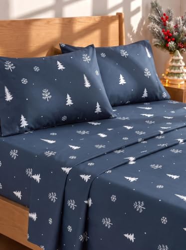 CGK Christmas Sheet Set - Holiday Bedding - Christmas Winter, Cal King Size | 4 Piece, Deep Pockets, Breathable, Wrinkle Free, Cozy, Cooling, Festive, Winter, Holiday Sheets for Women, Men, Kids & Teens