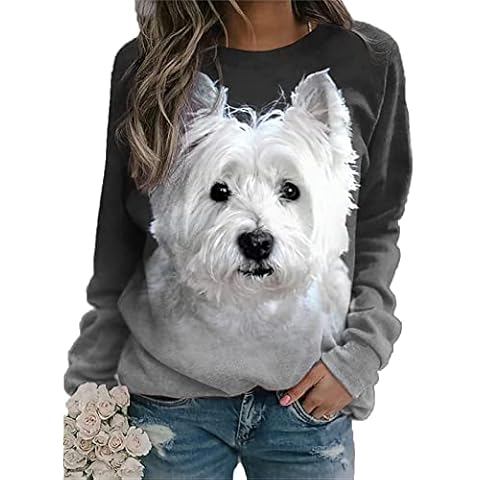MINNAQ Women Cat Print Sweatshirt with Pocket Cover