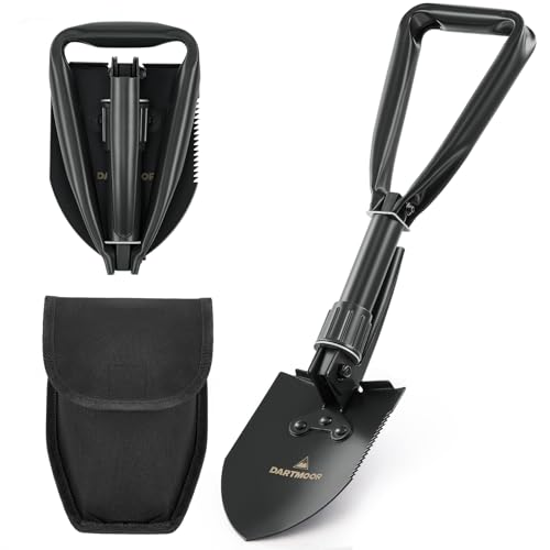 DARTMOOR Mini Pala Pieghevole Vanghe in Acciaio al Carbonio ad Alta Resistenza Leggera Multifunzionale con Borsa in Nylon Vanghe e pale per Giardinaggio Campeggio, Nero