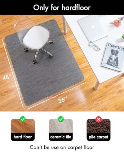 Image of Baroyal Office Chair Mat for Hardwood Floor Under Desk Computer Rolling Chair Mat for Wood /Tile Floor Non-Slip Heavy Duty Desk Rug PVC Plastic Hard Floor Protector 36 inch x 48 inch (Gray)