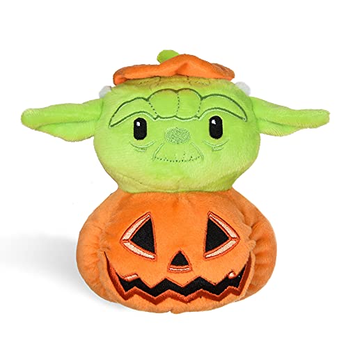 STAR WARS Grogu Pumpkin Head Dog Toy - Soft Plush Squeaky Chew Toy, Halloween Stuffed Animal for Small Pets Alien Pet Chew, 6 Inch