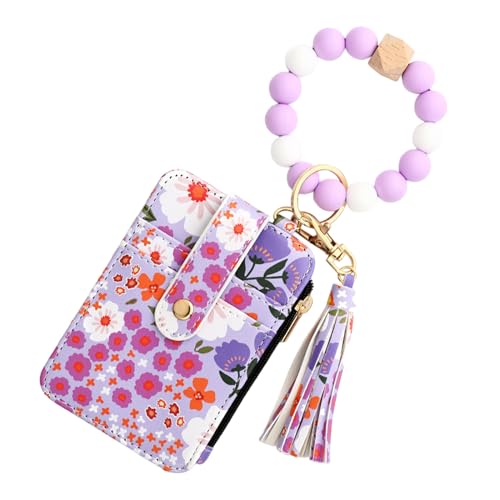Portafogli estetici da portafogli floreali portafoglio in con motivo floreale - Bellissimi in similpelle con bordo piegato braccialetto per donna silicone