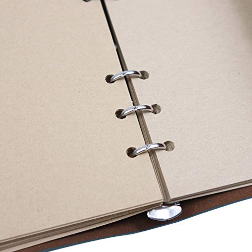 LinYesh A6 navulbare notebook, vintage losse bladeren, smoth schrijfboeken met kowhide papier blanco pagina's, retro PU dagboek spiraal bound reisdagboek notebook, 6 ringbinders, 160 pagina's dik papier