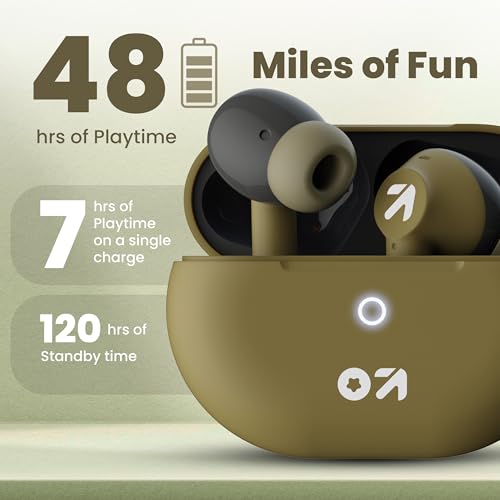 Image of GOBOULT K40 True Wireless in Ear Earbuds 48H Playtime, Clear Calling 4 Mics, 45ms Low Latency Gaming, Premium Grip, 13mm Bass Drivers, Type-C Fast Charging, Bluetooth 5.3 (Khaki Green)