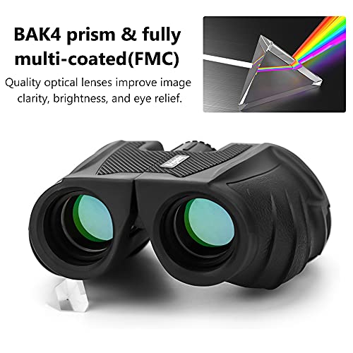 Yuventoo Binóculos 12 × 25 Compact HDVisão noturna de baixa luminosidade Telescópio prisma BAK4 com