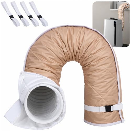 Image of Tlswshsy Quilting Air Conditioner Hose Cover, AC Insulated Hose Cover Wrap with 4 Adjustable Buckle Straps, Portable Air Conditioner Hoses Sleeve for 5''-5.9 inch Diameter Exhaust Duct Vent (Beige)