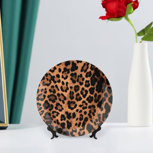 Plato decorativo estilo chino patrón leopardo 6 pulg miniatura 6