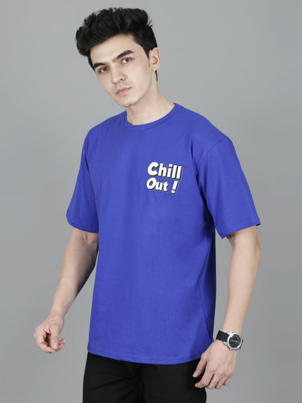 Image of London Hills Men's Cotton Oversized Fit Casual Printed Round Neck, Oversized Longline Drop Shoulder Boho Style T-Shirt