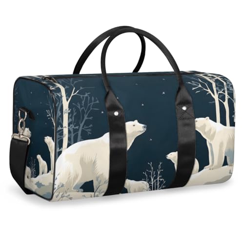 Zestdesign Bear Forest Rustic Travel Duffle Bag for Women Men Gym Duffel Foldable Bag Waterproof Weekender Farmhouse Animal Duffle Tote
