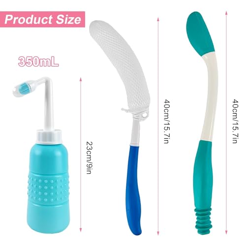 Toilettenhilfe-Set, Toilettenhilfe Zum Abwischen des Gesäßes, Einbeziehen po Dusche, Silikon + Abs-Material Hilfsmittel für Senioren im Alltag, Hilfsmittel Nach Hüft op, Happy po Dusche