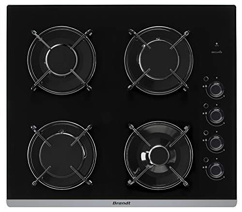 BRANDT Table de cuisson 4 feux gaz verre trempé BPG6413B - vue 4