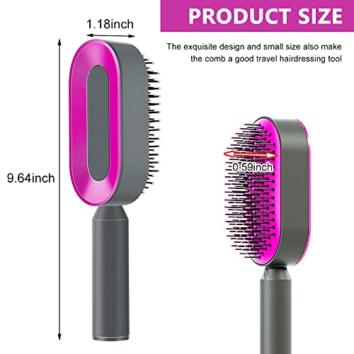Image of MAYCREATE Self Cleaning Hair Brush for Women Men, 3D Airbag Cushion Hair Comb Massager Paddle Brush Hairdressing Detangling Anti Static Hairbrush