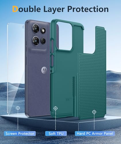 Image of FNTCASE for Moto G-Power 2025 Case: Motorola G Power 2025 Case 14FT Military Grade Drop Protection with Screen Protector Shockproof Anti-Slip Rugged Matte Dual Layer Daily Cover 6.8 Inch (Green)