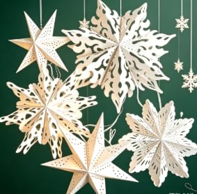 Homarkable Christmas White Paper Star Lantern and Pompom Decorations