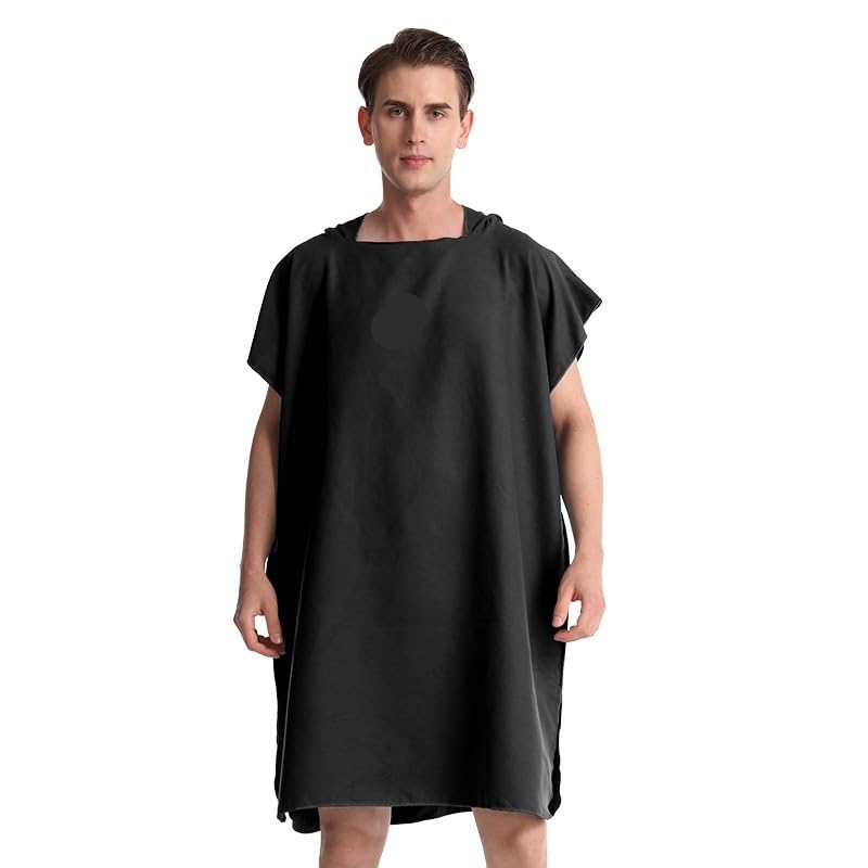 Poncho de bain adulte et poncho surf serviette à capuche de couleur unie en 75 x 105 cm