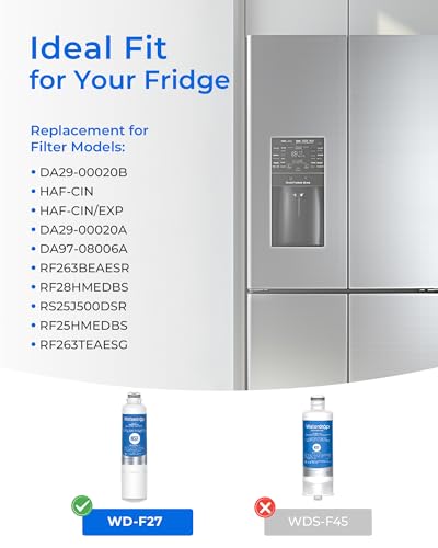 Waterdrop DA29-00020B Refrigerator Water Filter, Replacement for Samsung HAF-CIN/EXP, DA29-00020A/B, DA29-00020B-1, RF263BEAESR, RF28HMEDBSR, RF263TEAESG, RF4287HARS, 3 Filters (Package May Vary)