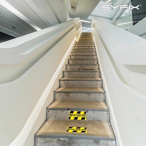 image for iSYFIX Watch Your Step Floor Decals Stickers - 6 Pack 10x5 Inch - Prem