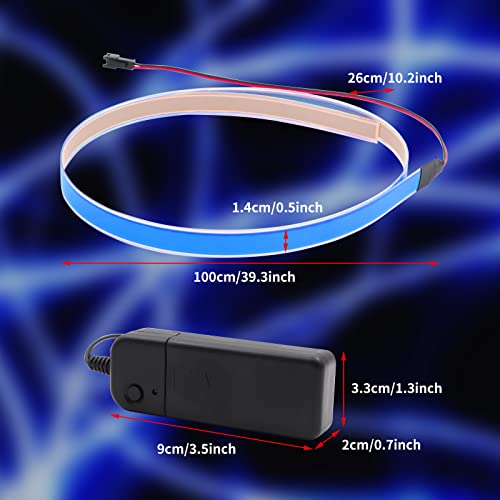 Image of Electroluminescent El Light Strip, EL Wire Rope Lights, 1M Neon Glowing Strobing Electroluminescent 100 cm x 1.4 cm (39.3 inch x 0.5 inch) ON /Slow Flash /Fast Flash, 1Pack (1, Blue, 1cm*1m)