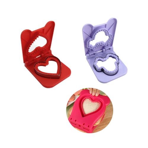 Cortador de Sándwich y Sellador, Cortadores de Pan para niños, forma de corazón, Juego de 2 cortadores de sándwiches extraíbles Pan para niños, Cortador de Galletas Sándwich Acero Inoxidable Moldes
