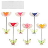 FIXOSHEE 植毛スプリングベースの揺れる花飾り 車内装飾品 ダッシュボード用 なインテリアセット