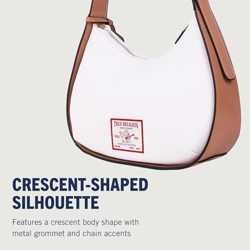 True Religion Hobo Bag, Women's Shoulder Handbag with Contrast Trim and Horseshoe Pocket Design, White3