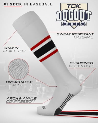Image of Baseball & Softball Socks | USA Made Dugout Series Striped | Over the Calf | Sizing for Youth Boys, Girls, Men, & Women's