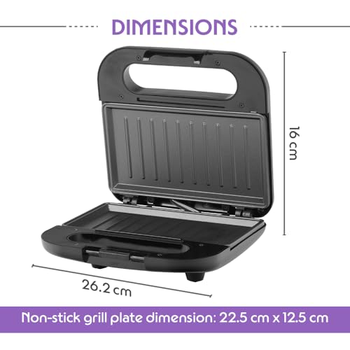 Image of Borosil Grill Sandwich Maker | Can Make 2 Large Sandwich | Made in India, BIS Approved | Nonstick Coated Plates, Even Grilling | Cool Touch Handle | Indicator Light | 2 Years Warranty (Grill Mate)