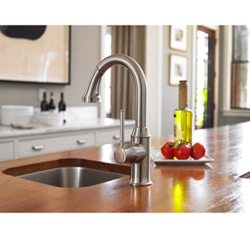hansgrohe Talis C Stainless Steel Bar Kitchen Faucet, Kitchen Faucets with Pull Down Sprayer, Faucet for Kitchen Sink, Magnetic Docking Spray Head, Stainless Steel Optic 04216800 by hansgrohe - Image 4