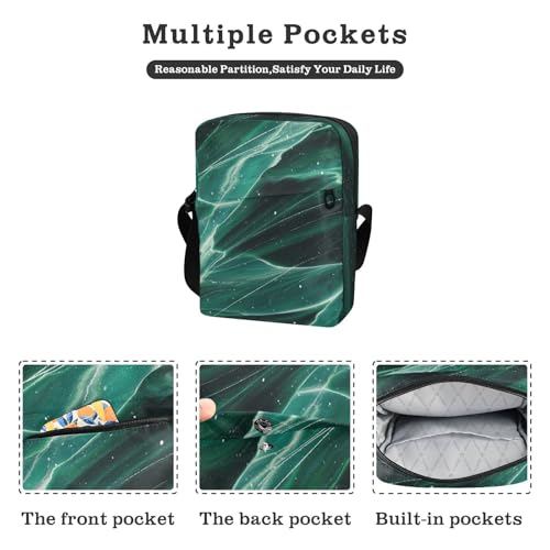 Fake Glitter Marble Grain Navy Green crossbody messenger bag Shoulder Crossover Bag Cross Body Purse Adjustable Strap for Casual School2