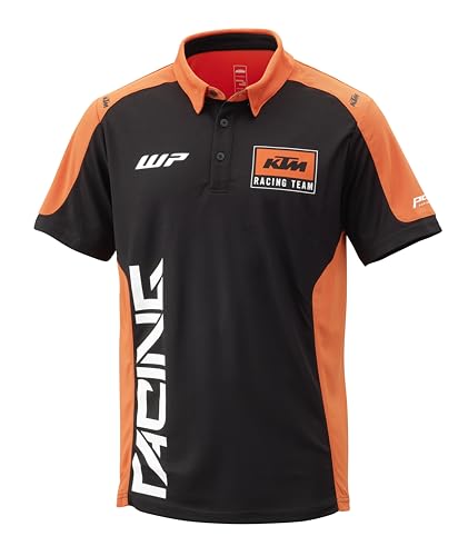 Polo KTM Racing Team orange et noir pour homme passionné de moto