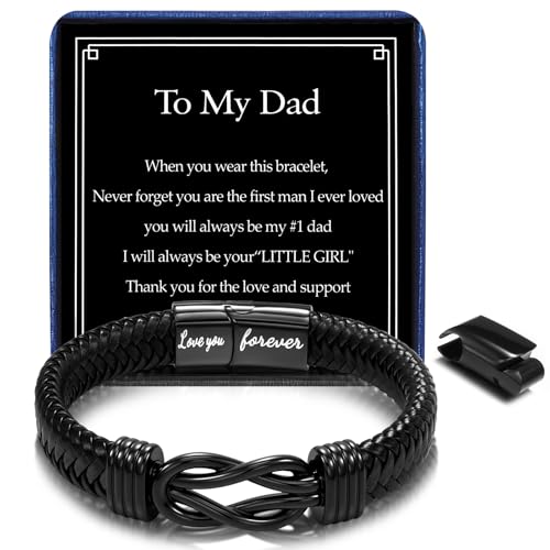 Pulseras de cuero para hombre, regalo de joyería para hombre, marido, novio, pulsera ajustable de acero inoxidable para hombre, Adjustable (8-8.6 inches)