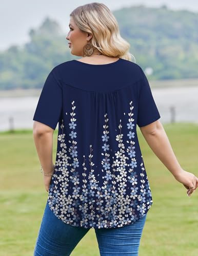 Image of IN'VOLAND Plus Size Tops for Women Short Sleeve Shirts Dressy Casual Tunics