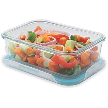 Square Borosilicate Glass Bowl Lunch Box Tiffin Container with Air Tight LID 800 ml