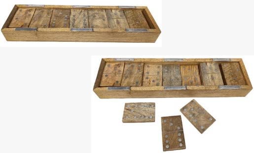 Boîte à dés en bois KAM Home et jeu de domino aux finitions soignées