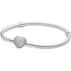 Pulseras Pandora Ya Hechas PANDORA Pulsera 590727CZ-18 Mujer plata Corazón Circonitas