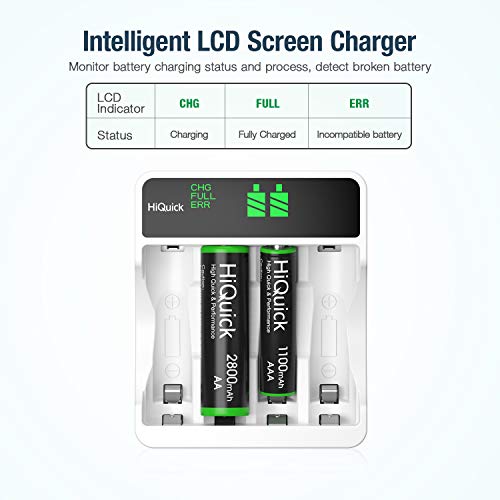 HiQuick AA AAA Battery Charger with LCD,4 Bay AA AAA Rechargeable Battery Charger Fast Charging 2 Input Methods Slots… - Image 8