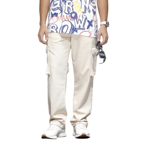 Image of WROGN Men's 100% Cotton Jeans | Solid | Baggy Fit