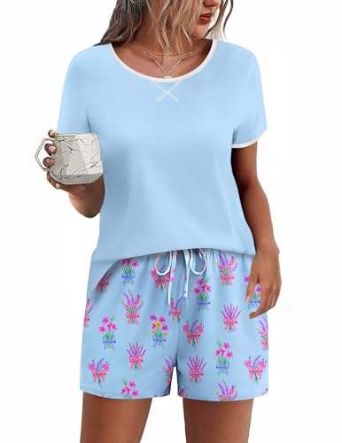 Image of Ekouaer Women Pajama Set Casual Short Set