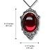 Blood Red Cabochon in Silver Finish Pewter Frame Pendant Necklace