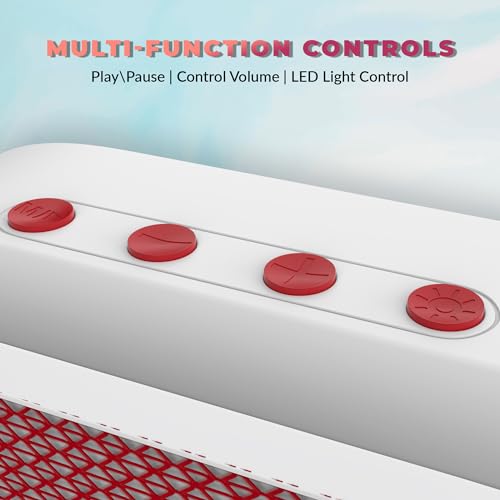 Image of AT-611 Ultimate | 05W Bluetooth Speaker | Hi-fi Stereo Sound Surround | Upto 08 Hours Playback with RGB Lights | Best for Mobile, Laptop /PC, Ipad, Media Players (Red)