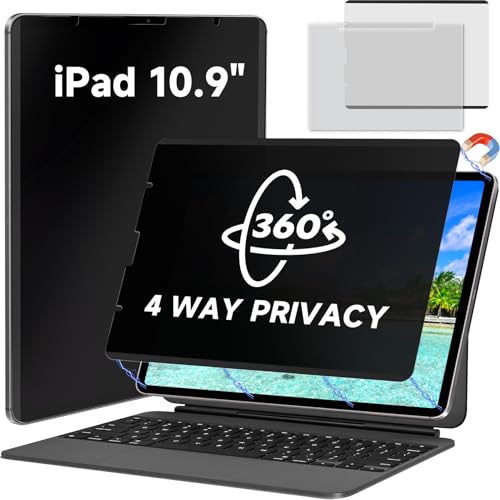 Image of Magnetic 360 Privacy Screen Protector Compatible with iPad A16 (10th /11th Generation) 10.9 /11 Inch 2022 /2025 , Anti Glare Shield Anti Blue Light Filter, Bubble-Free Film Easy Install Black Guard