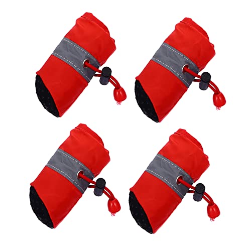 HOMOBABE 4 Piezas Zapatos Navideños para Mascotas Botines Zapatos De Agua para Perros Saltadores De Perros Pequeños Pata Zapatos De Perros Pelar y Pegar Zapatos para Perros Perrito Rojo