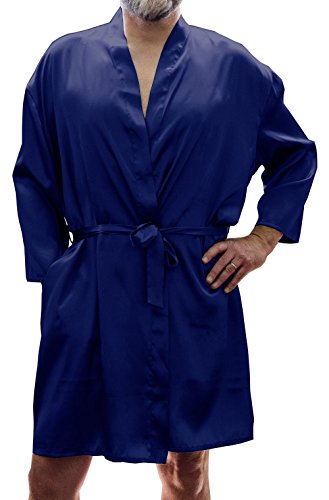 Men's Silky Satin Classic Short Kimono Robe #3079