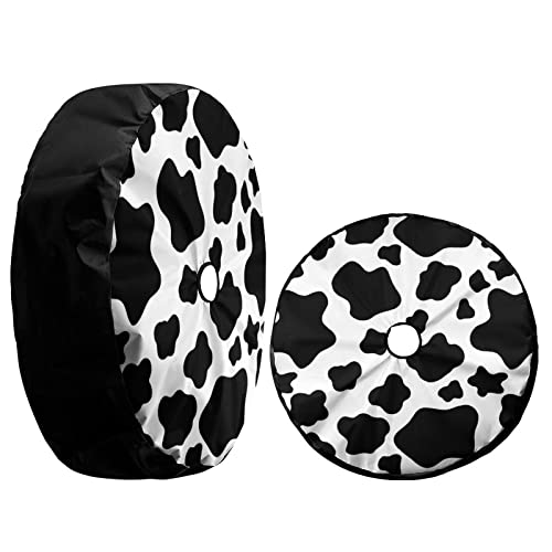 Image of Lovely Animal White Cow Print Spare Tire Cover with Backup Camera Hole Wheel Tire Cover Fit Trailer, RV, SUV and Many Vehicle 17inch
