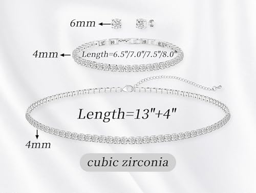 Image of GZWHD Wedding Jewelry Sets for Bride Bridesmaid Women Cubic Zirconia Necklace Earrings Bracelet Set Gift for Mother Friend Wife Daughter Sister Party Prom Jewelry